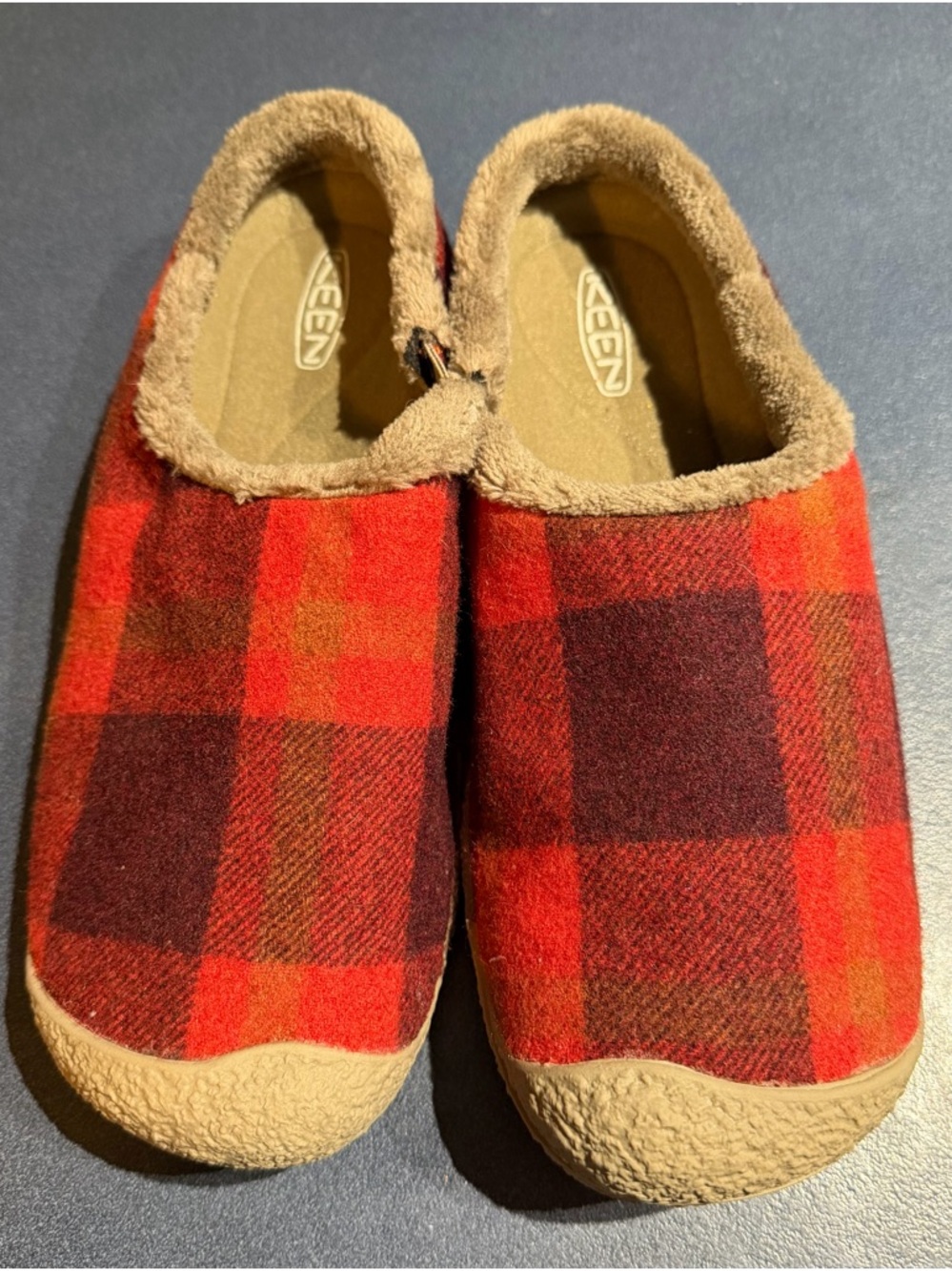 Keen Red Plaid Fleece-Lined Slip-Ons